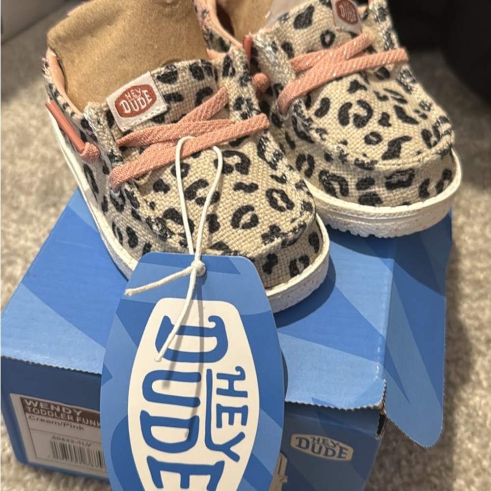 Hey Dude Cream and Pink Sneakers with Leopard Print